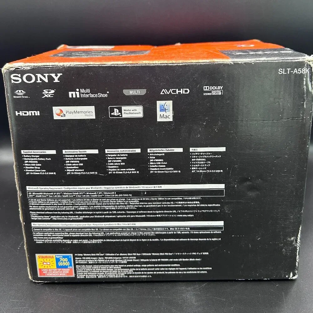 Sony Alpha SLT A58 Camera 20.1MP Lens Kit DT 18-55mm F 3.5-5.6 SAM II Lens